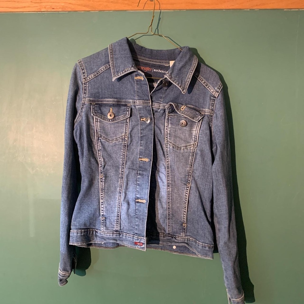 Wrangler Authentics Womens Blue Stretch Denim Jacket Size Small Retro Hipster
